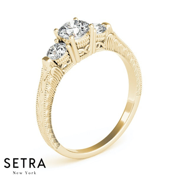 Set Of Diamonds Engagement Ring 14kt Gold