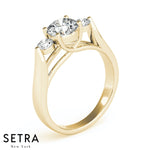 Three Stone Engagement 14kt Gold Ring