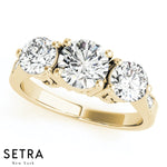 Round Cut Side Diamond Engagement Ring 14kt Gold