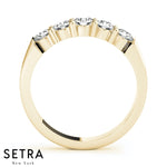 NEW 5 STONE ROUND CUT DIAMONDS WITH PRONG SET BAND 14K GOLD RING