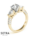 Lab Grown Diamonds Marquise & Round Cut Engagement 14kt Gold Ring
