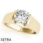 Round Cut Solitaire Diamond Engagement Ring Solid 14K Gold