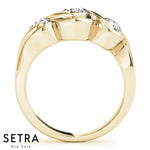 3 Stone Round Cut Diamond Elegant 14kt Fine Gold Engagement Ring