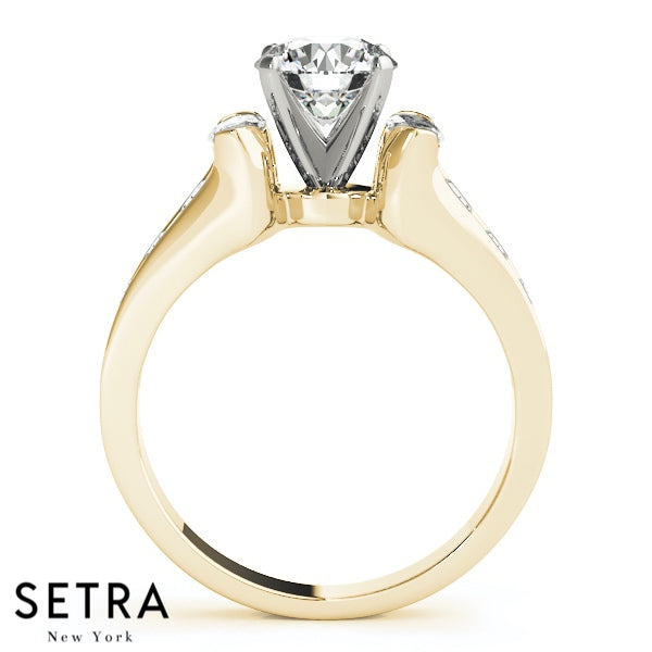 Fancy  Side Marquise Diamond Engagement 14kt Gold Ring