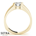 European Setting Solitaire Diamond Engagement Ring Solid 14K Gold