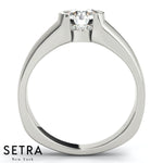 European Setting Solitaire Diamond Engagement Ring Solid 14K Gold
