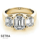 Diamond Engagement Ring With Side Emerald Cut 14kt Gold