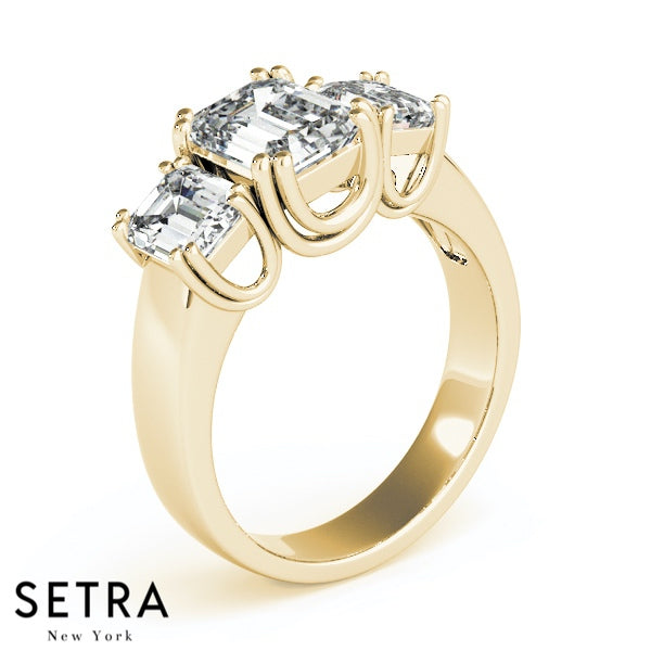 Lab Grown Diamond Fancy Emerald Shape Engagement Ring 14kt Gold