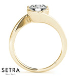 Solitaire Matching Set Of Engagement & Wedding Band 14kt Gold Rings