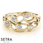 Fine Gold Diamond Prong-Channel Setting 14kt Ring