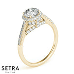 Lab Grown Diamonds Double Halo Micro-Pave Engagement 14kt Gold Ring
