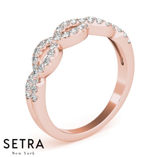 Twisted Diamond Ring Fine 14kt Rose Gold