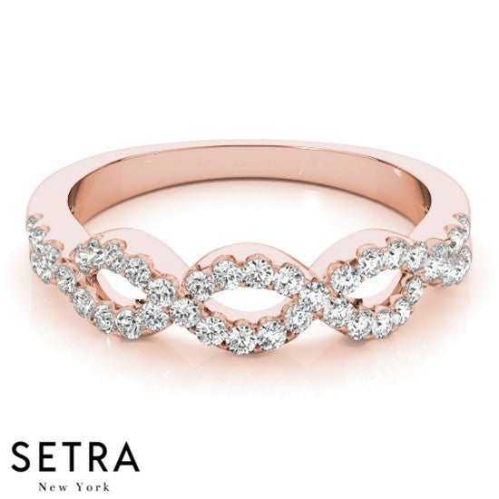 Twisted Diamond Ring Fine 14kt Rose Gold