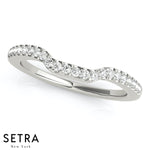 WRAP AROUND CURVED SHAPE STYLE BAND DIAMONDS RING 14K GOLD