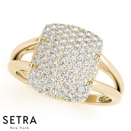 Square Dome Diamond 14KT Gold Ring