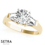 Lab Grown Diamonds With Side Trapezoid Cut Engagement 14kt Gold Ring