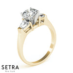 Trapezoid Side Diamond Engagement 14kt Gold Ring