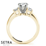 Fancy Trapezoid Shape Engagement Ring 14kt Gold