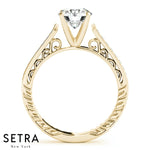 Arabella Filigree Cathedral Antique Diamond Engagement Ring 14kt Gold