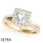 Lab Grown Diamonds 14kt Gold Princess Cut Halo Engagement 14k Gold Ring