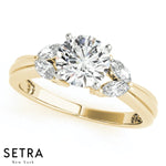 Lab Grown Diamonds Marquise Cut Engagement 14kt Gold Ring