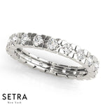 Lab Grown Diamonds 14kt Eternity Shared Prong Wedding Band Ring