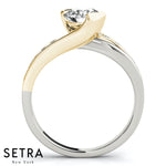 Lab Grown Diamonds Two Tone ByPas Style Engagement 14kt Gold Ring