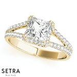 Lab Grown Diamonds 14kt Gold Princess Cut Halo Engagement 14k Gold Ring