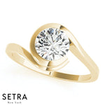 Lab Grown Diamond Solitaire Round Engagement Ring 14K Gold