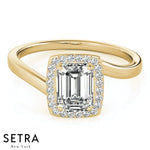 Lab Grown Diamonds ByPas Style Halo Engagement 14kt Gold Ring