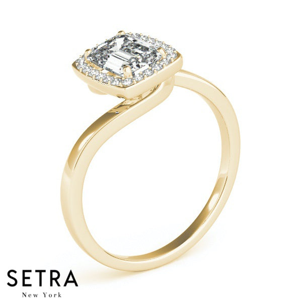 Lab Grown Diamonds ByPas Style Halo Engagement 14kt Gold Ring