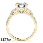Lab Grown Diamonds Halo Micro-Pave Setting Engagement 14kt Gold Ring
