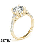 Lab Grown Diamonds Halo Micro-Pave Setting Engagement 14kt Gold Ring