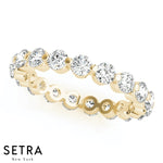 Floating Round Cut Diamond Eternity  Band Ring 14kt Gold
