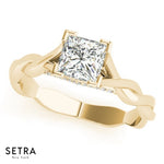 Twisted Open Band Engagement For Center Princess Cut Diamond 14kt Gold Gold