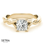 Twisted Open Band Engagement For Center Princess Cut Diamond 14kt Gold Gold