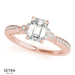 Lab Grown Diamonds Vintage Emerald Cut Engagement Ring 14kt Gold