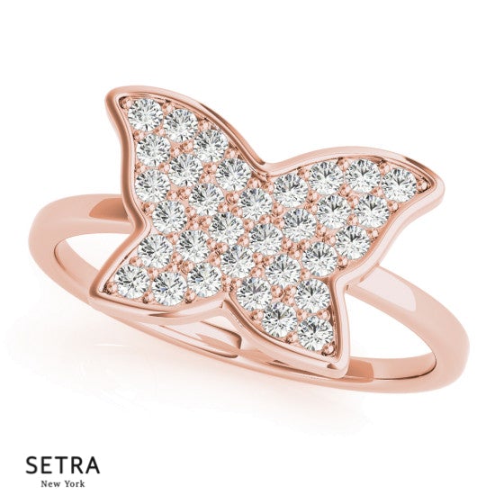Lab Grown Diamond Micro-Pave Setting Butterfly 14kt Gold Ring