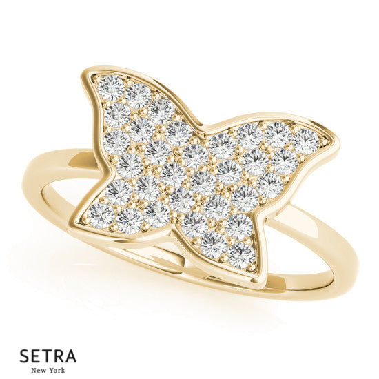 Micro-Pave Setting Butterfly 14kt Gold Ring