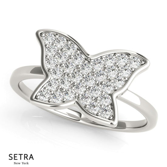 Lab Grown Diamond Micro-Pave Setting Butterfly 14kt Gold Ring