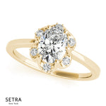 Lab Grown Diamonds Halo Oval Cut Engageme 14kt Gold Rings