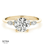 Lab Grown Diamonds Elegant Round & Marquise Cut Engagement Ring 14kt Gold