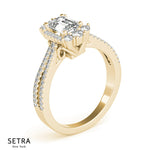 Lab Grown Diamonds  Radiant Cut Halo Engagement 14kt Gold Ring