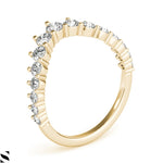 Graduated Curved Crown Round Cut Diamond Wedding Wedding Ring 14kt Gold