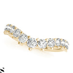 Graduated Curved Crown Round Cut Diamond Wedding Wedding Ring 14kt Gold