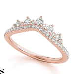 Curved Crown Diamonds Wedding Ring 14kt Gold