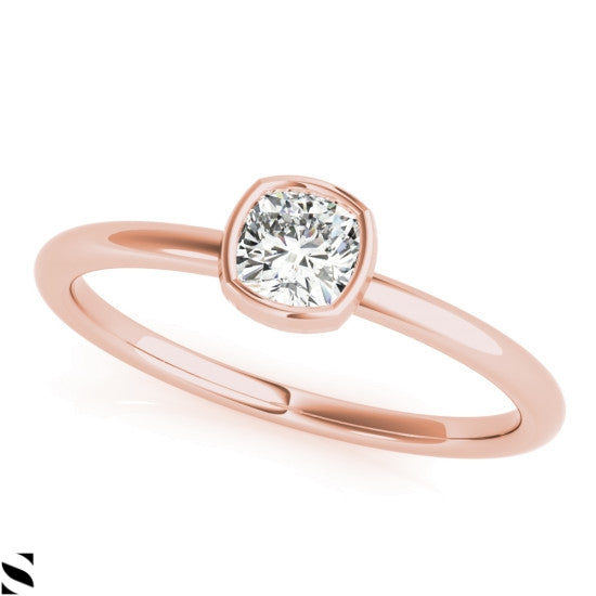 Lab Grown Diamond  Solitaire Cushion Oval or Round Cut (Choose Your Style) Engagement 14k Gold Ring