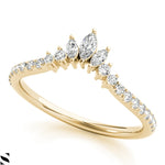 Curved Cathedra Marquise Diamond Wedding Band Ring 14kt Gold