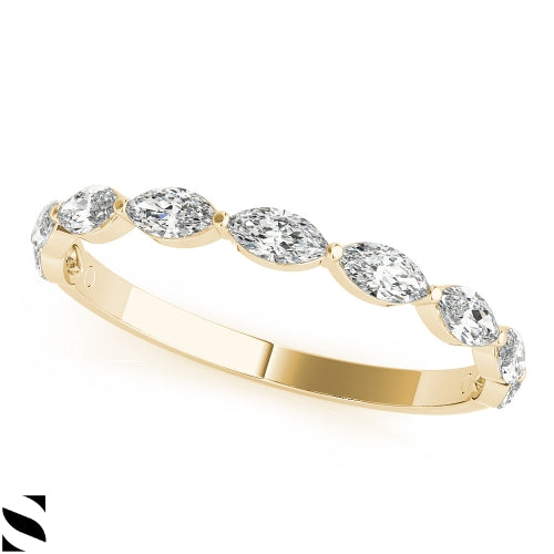 Lab Grown Diamonds Marquise Cut Wedding Band Ring 14kt Gold