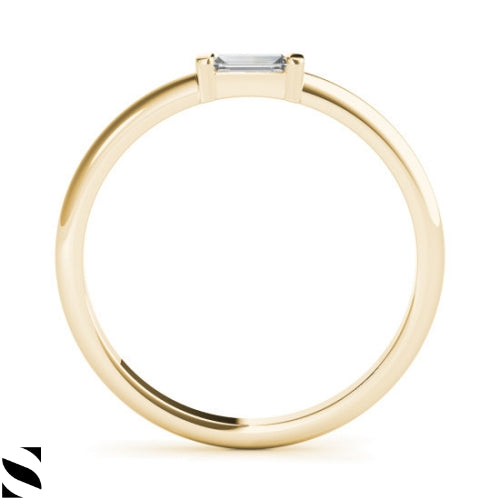 Lab Grown Diamond  Straight Baguette Cut Solitaire Engagement Ring 14K Gold